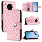 For Honor 50 Lite / Huawei nova 8i Rhombic Texture Flip Leather Phone Case with Lanyard(Pink)