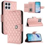 For Honor X8 4G / X30i / Play6T Pro Rhombic Texture Flip Leather Phone Case with Lanyard(Coral Pink)