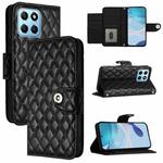 For Honor X8 5G / X6 4G / 70 Lite Rhombic Texture Flip Leather Phone Case with Lanyard(Black)