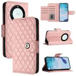 For Honor X40 / X9a / Magic5 Lite Rhombic Texture Flip Leather Phone Case with Lanyard(Coral Pink)