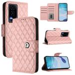 For Honor GT Rhombic Texture Flip Leather Phone Case with Lanyard(Coral Pink)