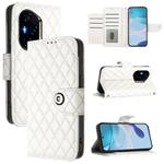 For Honor 300 Pro 5G / 300 Ultra Rhombic Texture Flip Leather Phone Case with Lanyard(White)