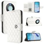 For Honor X9c Smart 5G Global Rhombic Texture Flip Leather Phone Case with Lanyard(White)