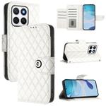 For Honor X8c 4G Global Rhombic Texture Flip Leather Phone Case with Lanyard(White)