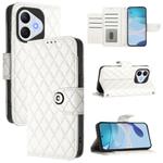 For Honor 400 Lite Rhombic Texture Flip Leather Phone Case with Lanyard(White)