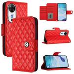 For Honor Play 60 5G Rhombic Texture Flip Leather Phone Case with Lanyard(Red)