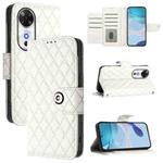 For Honor Play 60 5G Rhombic Texture Flip Leather Phone Case with Lanyard(White)