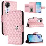 For Honor Play 60 5G Rhombic Texture Flip Leather Phone Case with Lanyard(Pink)