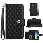 For OnePlus CE 3 Lite 5G / Nord N30 Rhombic Texture Flip Leather Phone Case with Lanyard(Black)