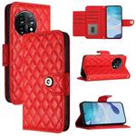 For OnePlus 11 Rhombic Texture Flip Leather Phone Case with Lanyard(Red)