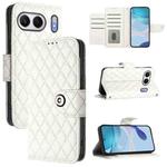 For OnePlus Nord 4 5G Global Rhombic Texture Flip Leather Phone Case with Lanyard(White)