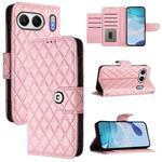 For OnePlus Nord 4 5G Global Rhombic Texture Flip Leather Phone Case with Lanyard(Pink)