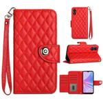 For OPPO A78 5G / A58 5G Rhombic Texture Flip Leather Phone Case with Lanyard(Red)