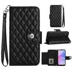 For OPPO A78 5G / A58 5G Rhombic Texture Flip Leather Phone Case with Lanyard(Black)