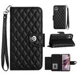 For OPPO Reno10 / Reno10 Pro Global Rhombic Texture Flip Leather Phone Case with Lanyard(Black)