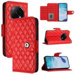 For OPPO A5 Pro China Rhombic Texture Flip Leather Phone Case with Lanyard(Red)