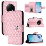 For OPPO A5 Pro China Rhombic Texture Flip Leather Phone Case with Lanyard(Pink)