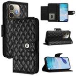 For OPPO A5 Pro 5G Global Rhombic Texture Flip Leather Phone Case with Lanyard(Black)