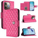 For OPPO A5 Pro 5G Global Rhombic Texture Flip Leather Phone Case with Lanyard(Rose Red)