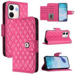 For OPPO A5x 4G Global / 5G Global Rhombic Texture Flip Leather Phone Case with Lanyard(Rose Red)