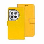 For OnePlus 12 idewei Crazy Horse Texture Leather Phone Case(Yellow)