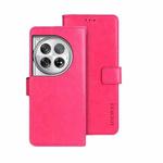 For OnePlus 12 idewei Crazy Horse Texture Leather Phone Case(Rose Red)
