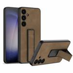 For Samsung Galaxy S24+ 5G GKK Skin Feel Frosted Leather Fold Holder Phone Case(Brown)