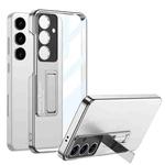 For Samsung Galaxy S24+ 5G GKK Electroplating Full Coverage Protective Phone Case with Holder(Silver)
