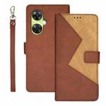 For OnePlus Nord CE 3 Lite idewei Two-color Splicing Leather Phone Case(Brown)