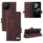 For ASUS ROG Phone 9 Magnetic Clasp Leather Phone Case(Brown)