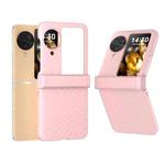 For OPPO Find N3 Flip 3 in 1 Wave Pattern Matte PC Phone Case with Hinge(Pink)