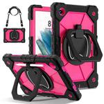 For Samsung Galaxy Tab A8 10.5 2021 Contrast Color Robot Silicone Hybrid PC Tablet Case(Black Rose Red)