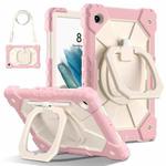 For Samsung Galaxy Tab A8 10.5 2021 Contrast Color Robot Silicone Hybrid PC Tablet Case(Rose Gold Beige)