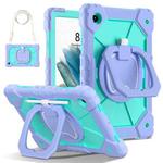For Samsung Galaxy Tab A8 10.5 2021 Contrast Color Robot Silicone Hybrid PC Tablet Case(Purple Mint Green)
