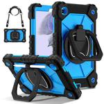 For Samsung Galaxy Tab A7 Lite 2021 Contrast Color Robot Silicone Hybrid PC Tablet Case(Black Blue)