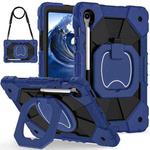 For Samsung Galaxy Tab S10 FE / S9 Contrast Color Robot Silicone Hybrid PC Tablet Case(Navy Black)