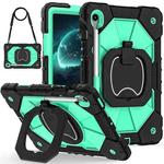 For Samsung Galaxy Tab S10 FE / S9 Contrast Color Robot Silicone Hybrid PC Tablet Case(Black Mint Green)