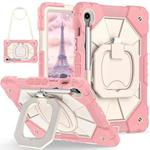 For Samsung Galaxy Tab S10 FE / S9 Contrast Color Robot Silicone Hybrid PC Tablet Case(Rose Gold Beige)