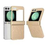 For Samsung Galaxy Z Flip5 5G 3 in 1 Wave Pattern Matte PC Phone Case with Hinge(Gold)