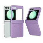 For Samsung Galaxy Z Flip6 5G 3 in 1 Wave Pattern Matte PC Phone Case with Hinge(Purple)