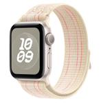 For Apple Watch SE 2023 40mm Loop Nylon Watch Band(Starlight with Pink)