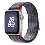 For Apple Watch Series 7 41mm Loop Nylon Watch Band(Blue with Red)