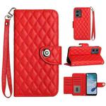 For Motorola Moto G 5G 2023 Rhombic Texture Flip Leather Phone Case with Lanyard(Red)