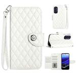 For Motorola Moto G Stylus 5G 2022 Rhombic Texture Flip Leather Phone Case with Lanyard(White)