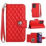 For Motorola Moto G Stylus 5G 2023 Rhombic Texture Flip Leather Phone Case with Lanyard(Red)