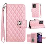 For Motorola Moto G Stylus 5G 2023 Rhombic Texture Flip Leather Phone Case with Lanyard(Pink)