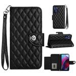 For Motorola Moto G Stylus 4G 2022 Rhombic Texture Flip Leather Phone Case with Lanyard(Black)