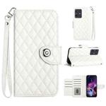 For Motorola Moto G54 Rhombic Texture Flip Leather Phone Case with Lanyard(White)