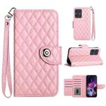 For Motorola Moto G54 Rhombic Texture Flip Leather Phone Case with Lanyard(Pink)