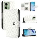 For Motorola Edge 40 Rhombic Texture Flip Leather Phone Case with Lanyard(White)